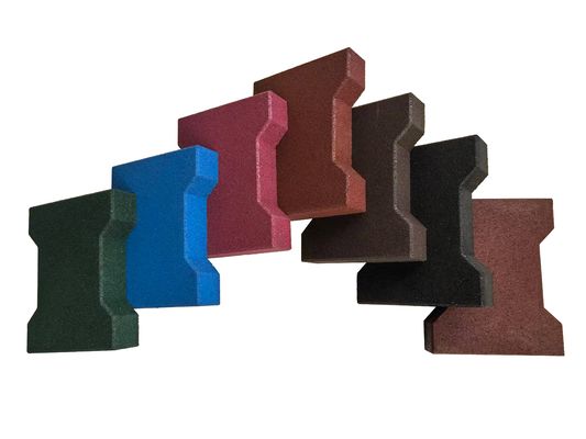 H-vorm hond 200*160*120mm Interlocking Rubber Pavers 20-50mm Anti Slip Voor speeltuin