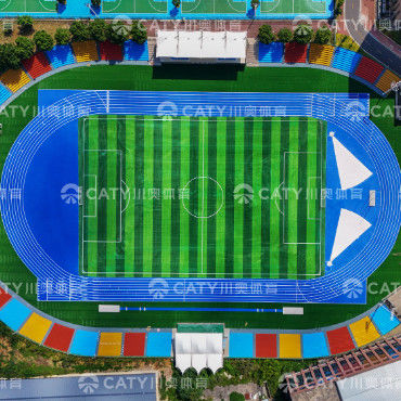 Iaaf goedgekeurde standaard Sky Blue Spray bedekte Sandwich Athletic Rubber Running Track voor sportveld