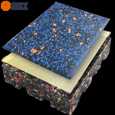 Hoogwaardige premium rubbertegels met kleursplinter voor gymvloeren en commerciële fitnessruimtes